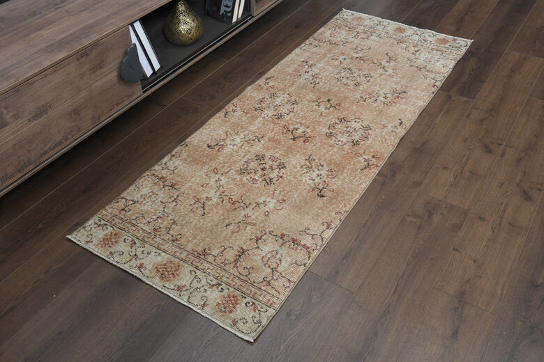 Soft Orange Vintage Oushak Runner Rug