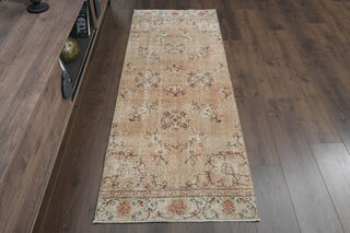 Soft Orange Vintage Oushak Runner Rug - Thumbnail