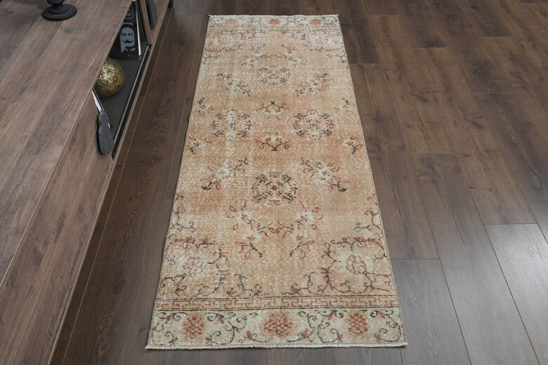 Soft Orange Vintage Oushak Runner Rug