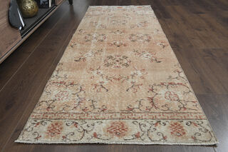 Soft Orange Vintage Oushak Runner Rug - Thumbnail