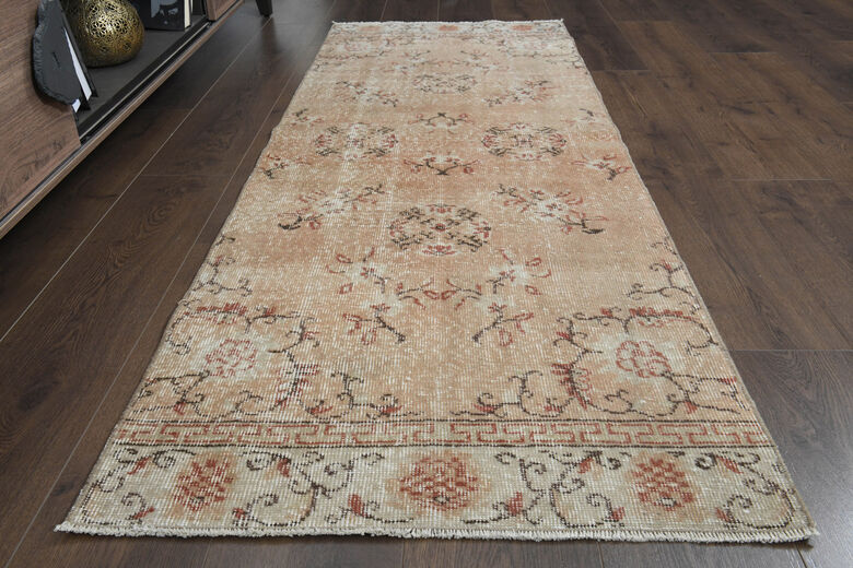 Soft Orange Vintage Oushak Runner Rug