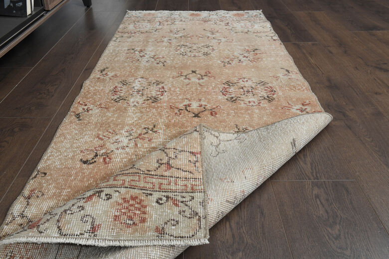 Soft Orange Vintage Oushak Runner Rug