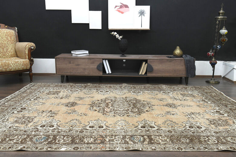 Handmade Vintage Oushak Area Rug