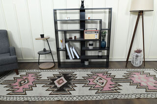 Ikat Design Vintage Oushak Runner - Thumbnail