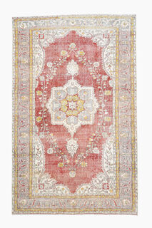 Red Beige Vintage Oushak Carpet - Thumbnail
