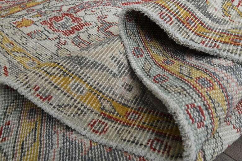 Red Beige Vintage Oushak Carpet