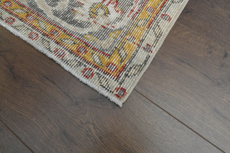 Red Beige Vintage Oushak Carpet