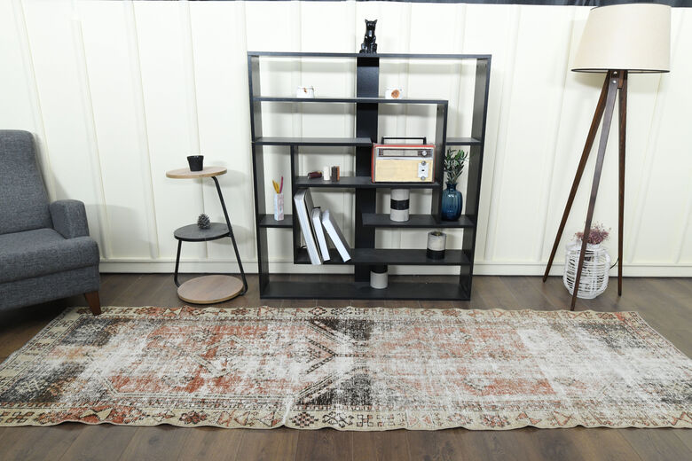Distressed Vintage Oushak Rug