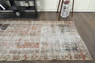 Distressed Vintage Oushak Rug - Thumbnail
