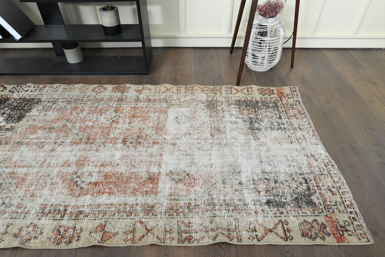 Distressed Vintage Oushak Rug