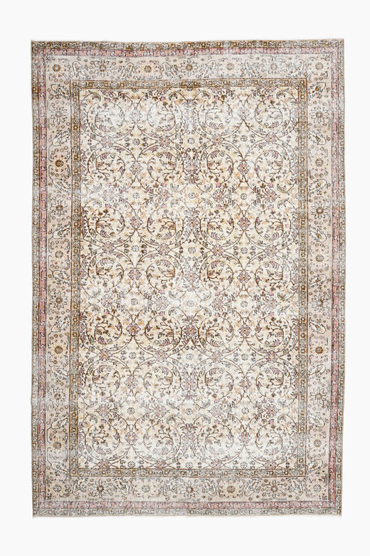 Beige Vintage Floral Area Rug