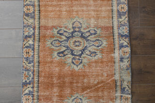 Orange Oriental Vintage Runner Rug - Thumbnail