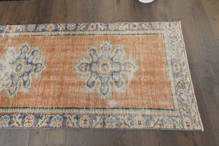 Orange Oriental Vintage Runner Rug - Thumbnail
