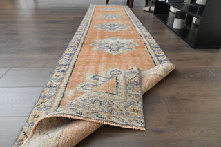 Orange Oriental Vintage Runner Rug - Thumbnail