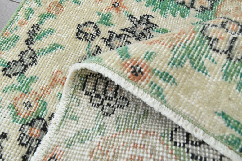 Beige Green Vintage Rug