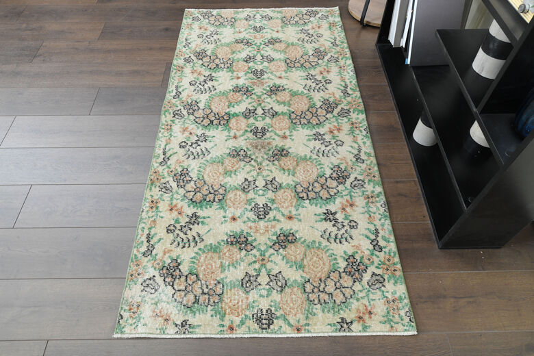 Beige Green Vintage Rug