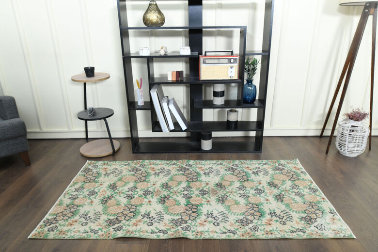 Beige Green Vintage Rug