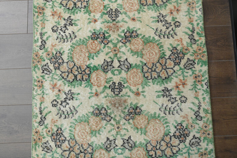 Beige Green Vintage Rug