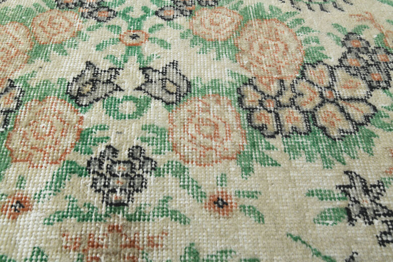 Beige Green Vintage Rug