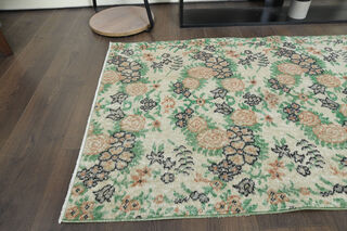 Beige Green Vintage Rug - Thumbnail