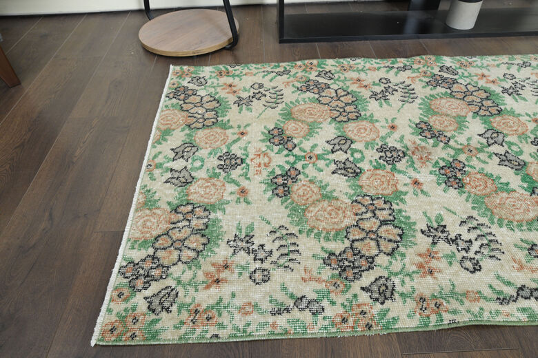 Beige Green Vintage Rug