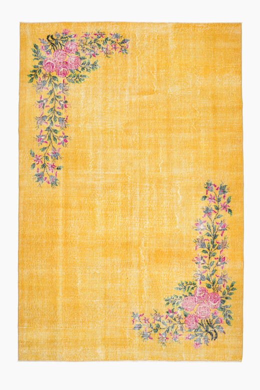 Yellow Vintage Turkish Rug