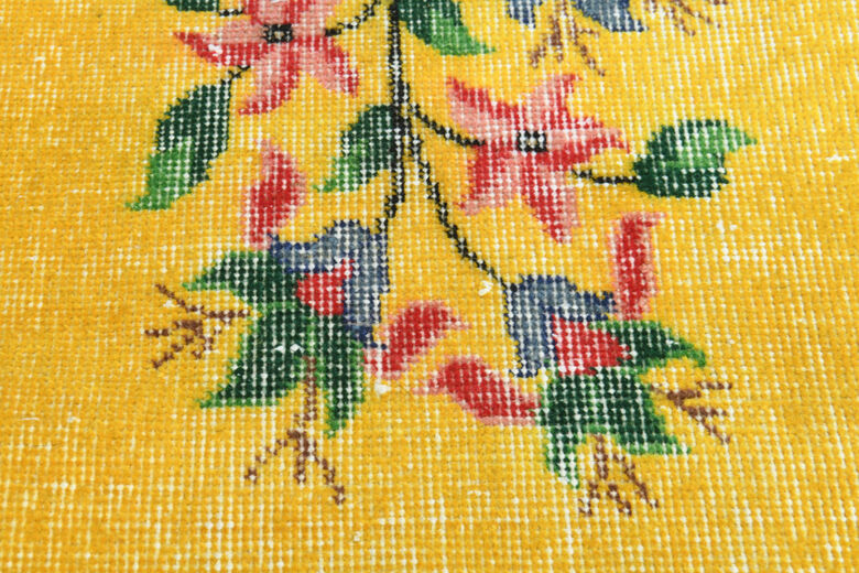 Yellow Vintage Turkish Rug