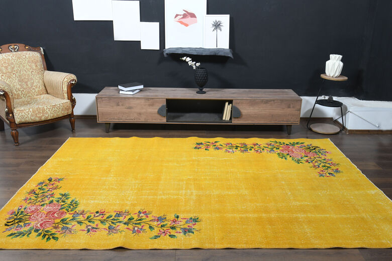 Yellow Vintage Turkish Rug