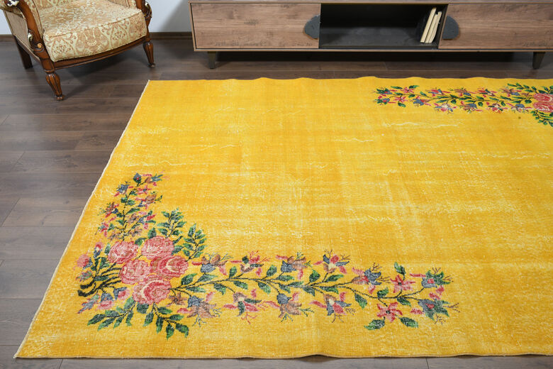 Yellow Vintage Turkish Rug