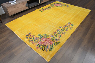 Yellow Vintage Turkish Rug - Thumbnail