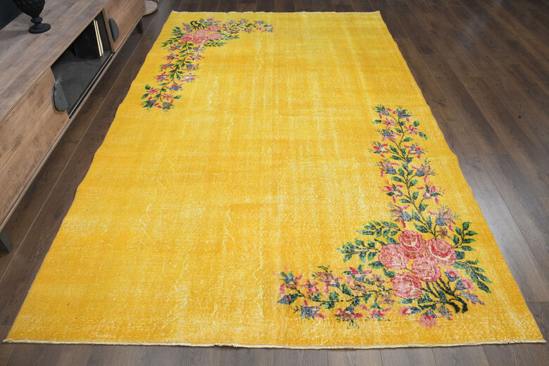 Yellow Vintage Turkish Rug