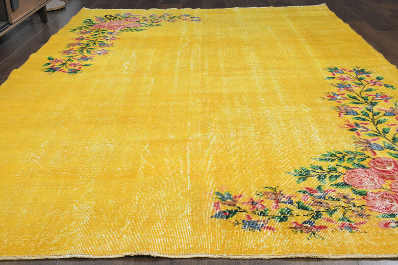 Yellow Vintage Turkish Rug
