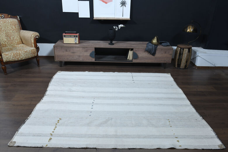 White Striped Rug