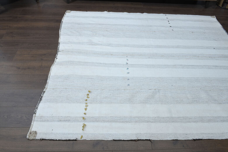White Striped Rug