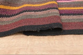 Striped Vintage Flatweave Carpet - Thumbnail