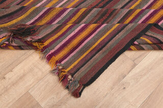 Striped Vintage Flatweave Carpet - Thumbnail
