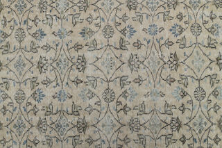 Beige Blue Floral Vintage Turkish Rug - Thumbnail