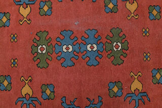 Red Blue Vintage Turkish Milas Rug - Thumbnail