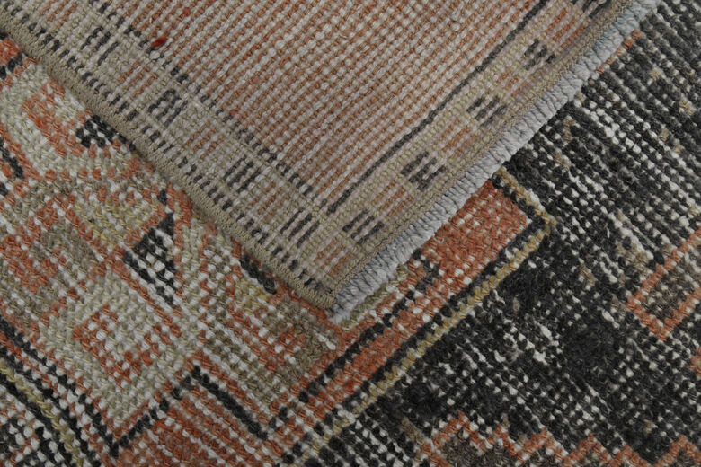 Vintage Red Black Runner Rug