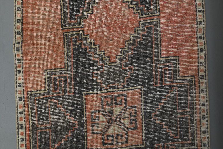 Vintage Red Black Runner Rug
