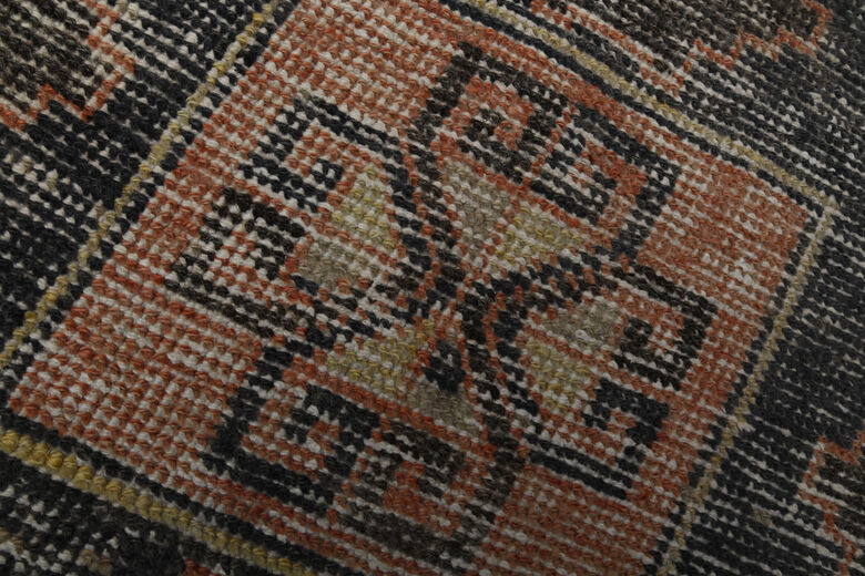 Vintage Red Black Runner Rug