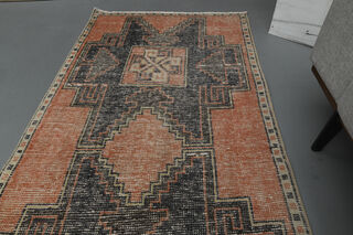 Vintage Red Black Runner Rug - Thumbnail