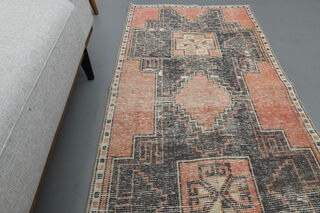 Vintage Red Black Runner Rug - Thumbnail