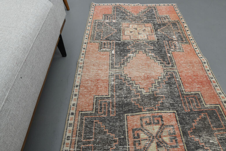 Vintage Red Black Runner Rug