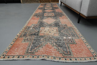 Vintage Red Black Runner Rug - Thumbnail