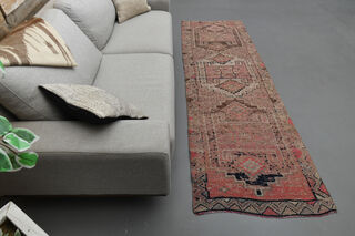Pink Geometric Vintage Runner Rug - Thumbnail