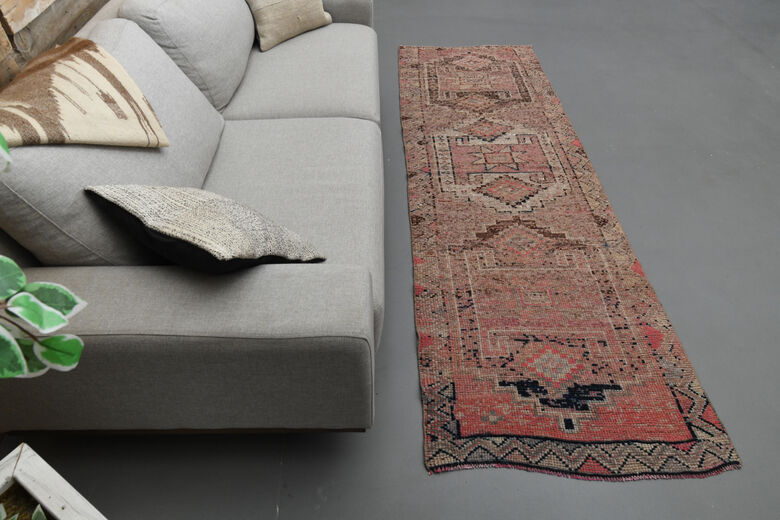 Pink Geometric Vintage Runner Rug