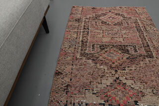 Pink Geometric Vintage Runner Rug - Thumbnail