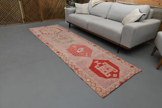 Pink Geometric Vintage Runner Rug - Thumbnail