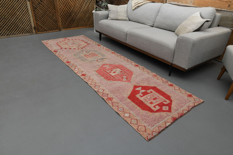 Pink Geometric Vintage Runner Rug
